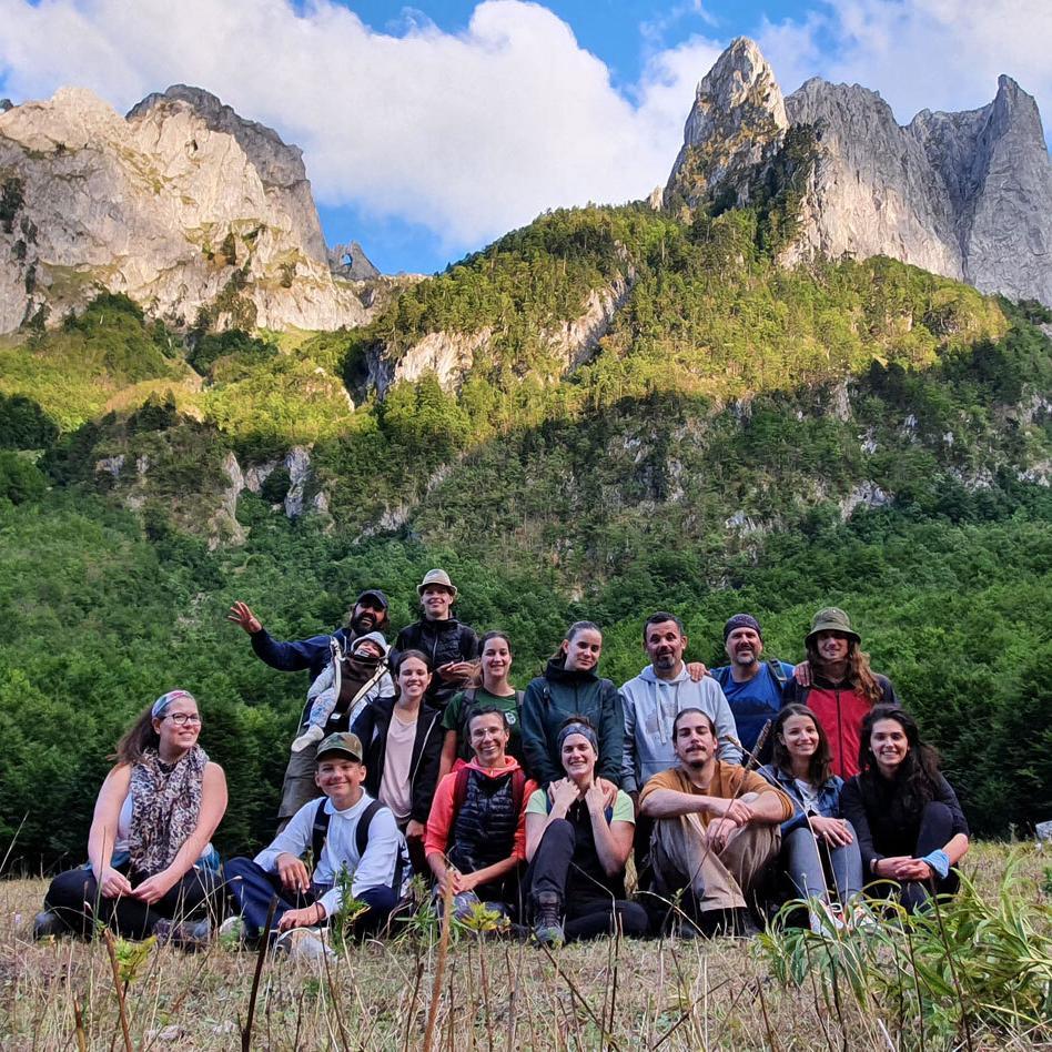 Group photo of the Summer School participants in the mountains.