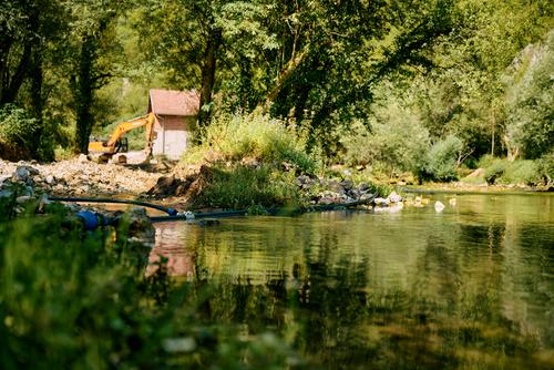 Baustelle für das Kleinwasserkraftwerk an der Una