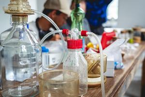 mobile lab of river researchers