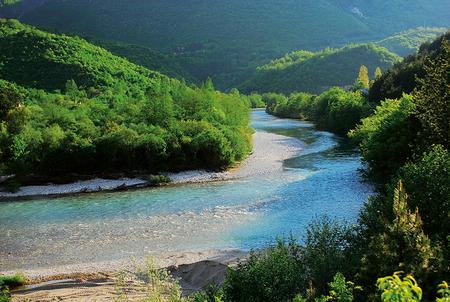 The river Neretva in Bosnia-Herzegovina with its natural banks